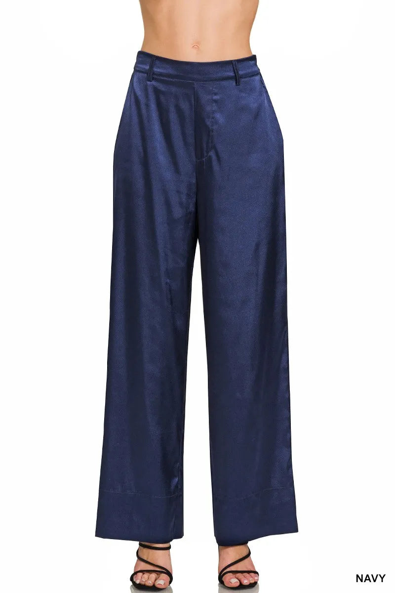 Southern Shores Wide-Leg Satin Pants for Everyday Elegance