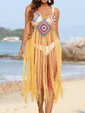 Fringe Spaghetti Strap Cover Up One Size
