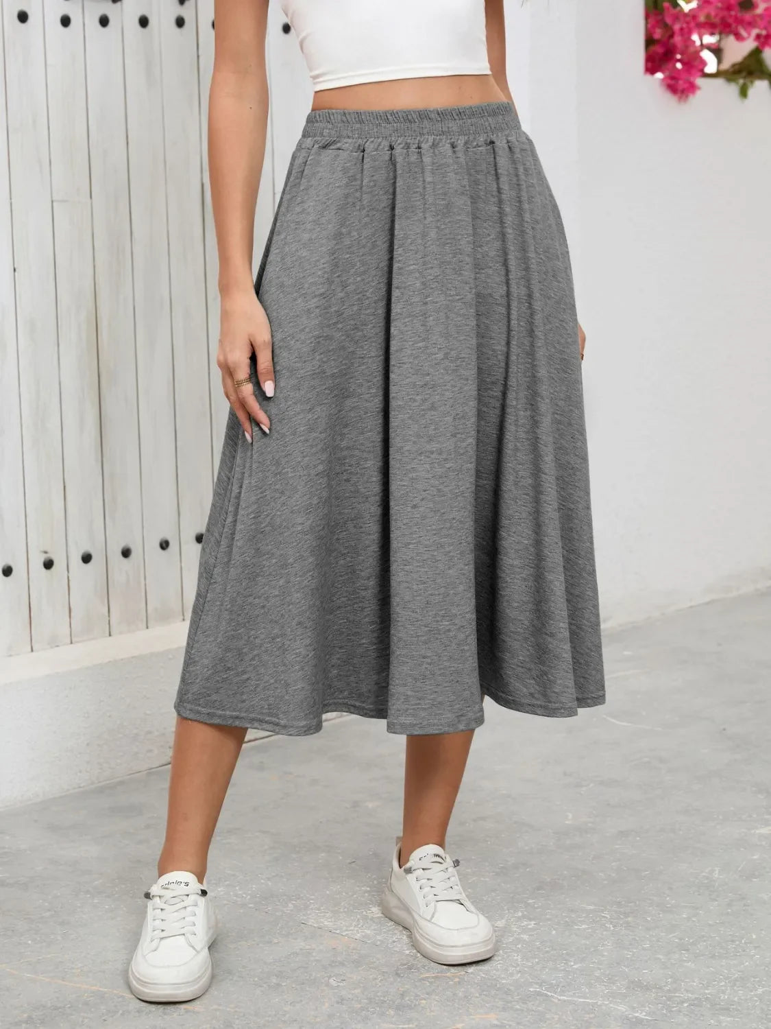 Relaxed Fit Elastic Waist Skirt With Pockets - Southern Shores Clothing