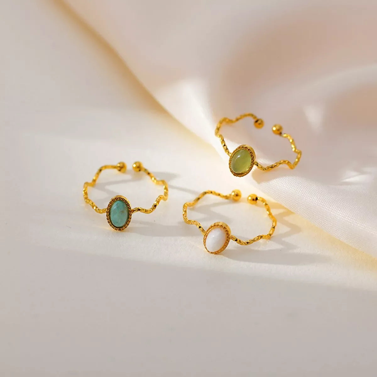 Coastal Wave Open Ring With 18K Gold Plating