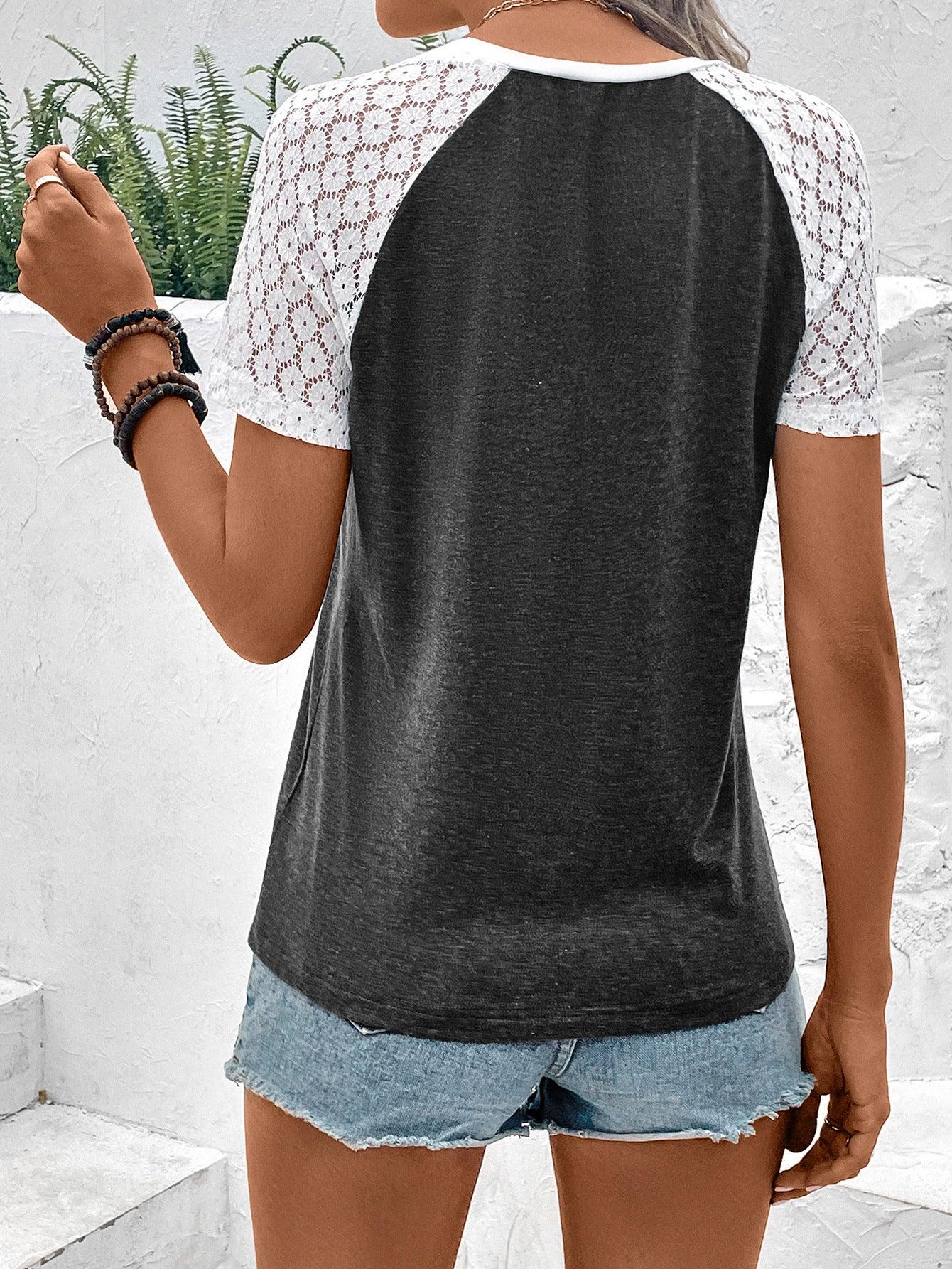 Raglan Sleeve Round Neck Tee With Stretch Fabric - Southern Shores Clothing