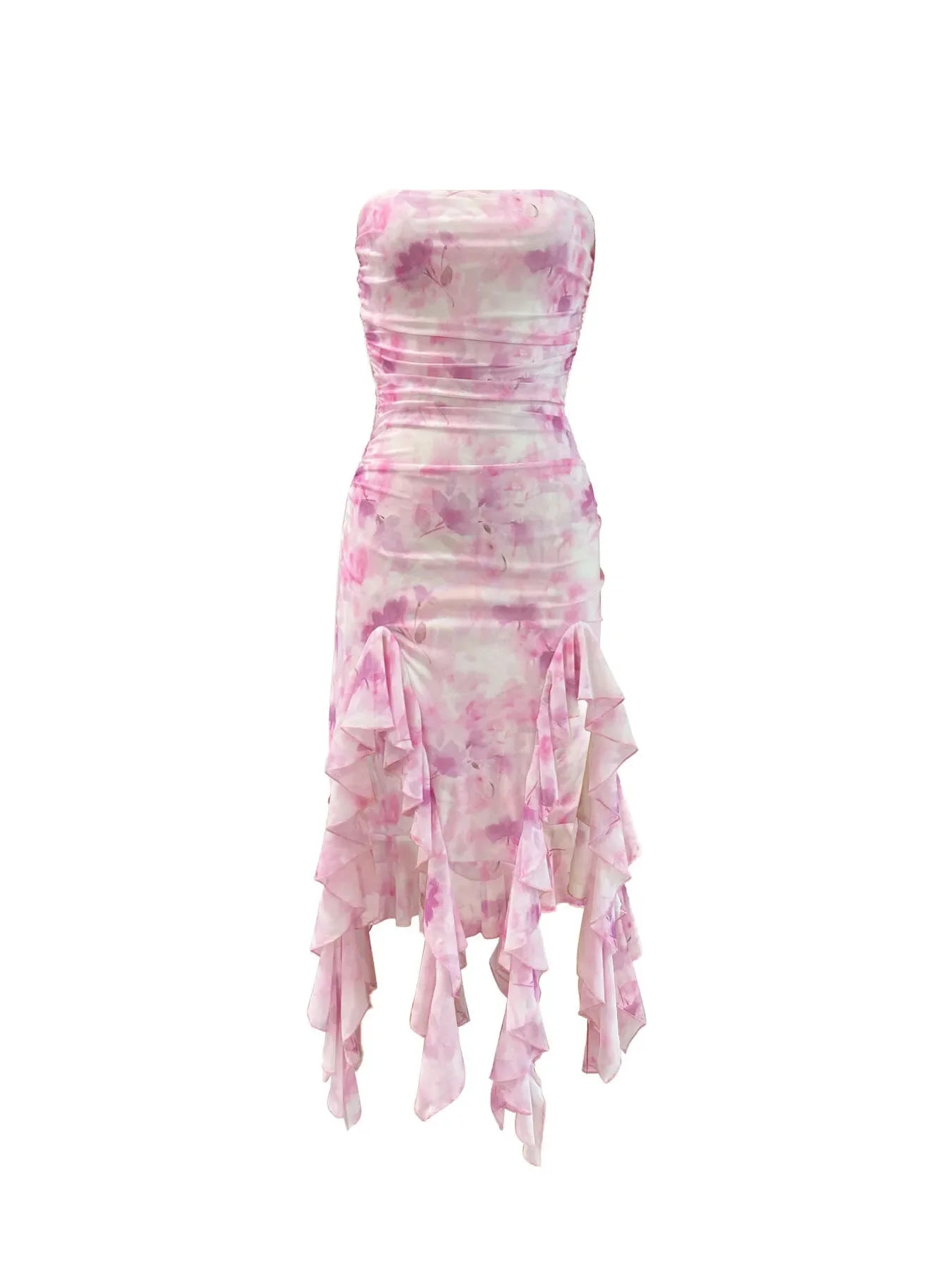 Tie-Dye Strapless Ruffle Hem Dress Coastal - Southern Shores Clothing