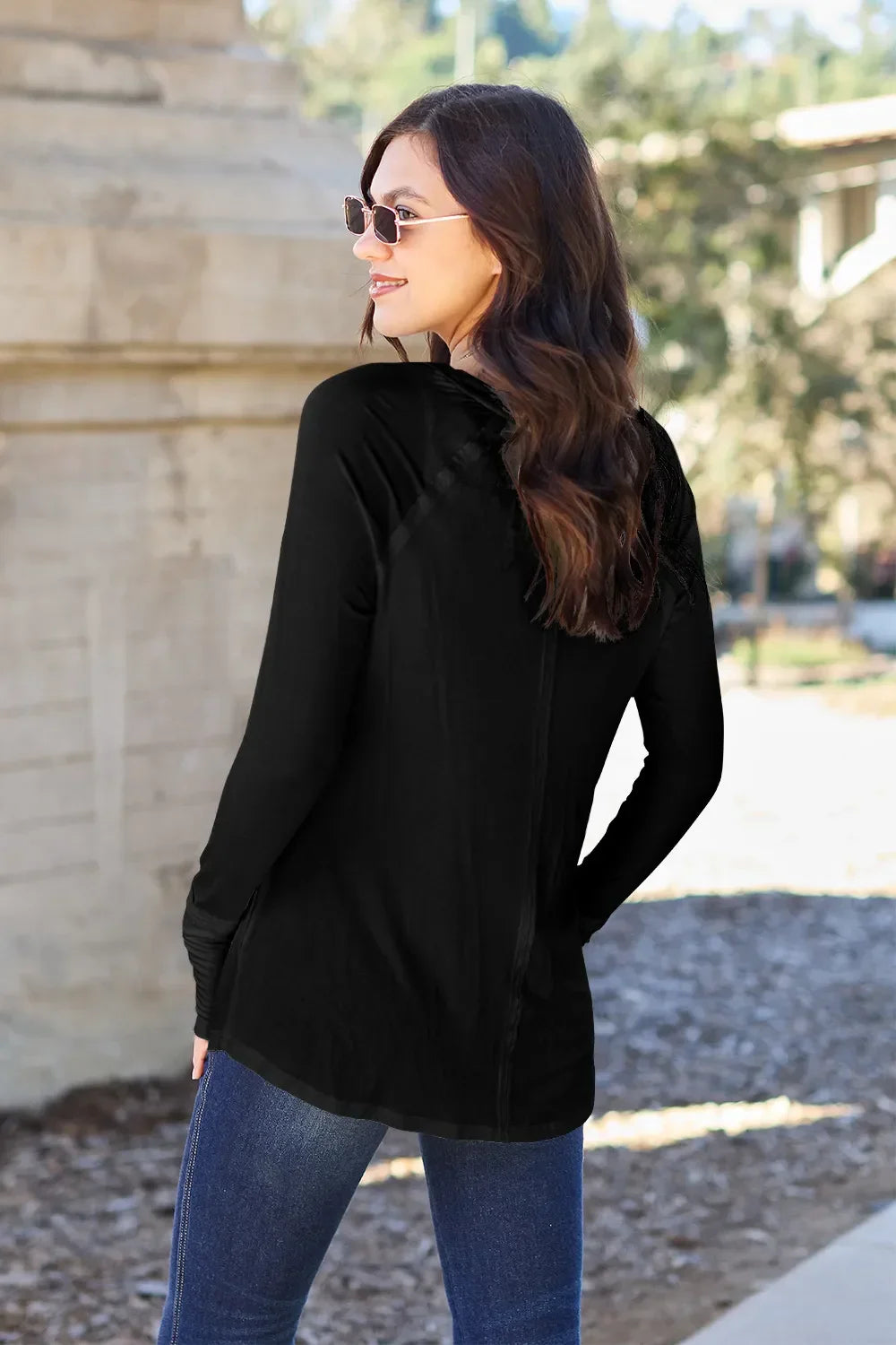 Classic Round Neck Long Sleeve T Shirt Basic - Southern Shores Clothing