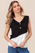 Block Design Buttoned Henley Top With Contrast Stitching - Southern Shores Clothing