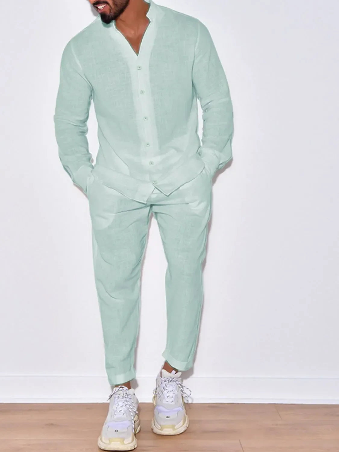 Men's Button Up Long Sleeve Top and Pants Set - Southern Shores Clothing