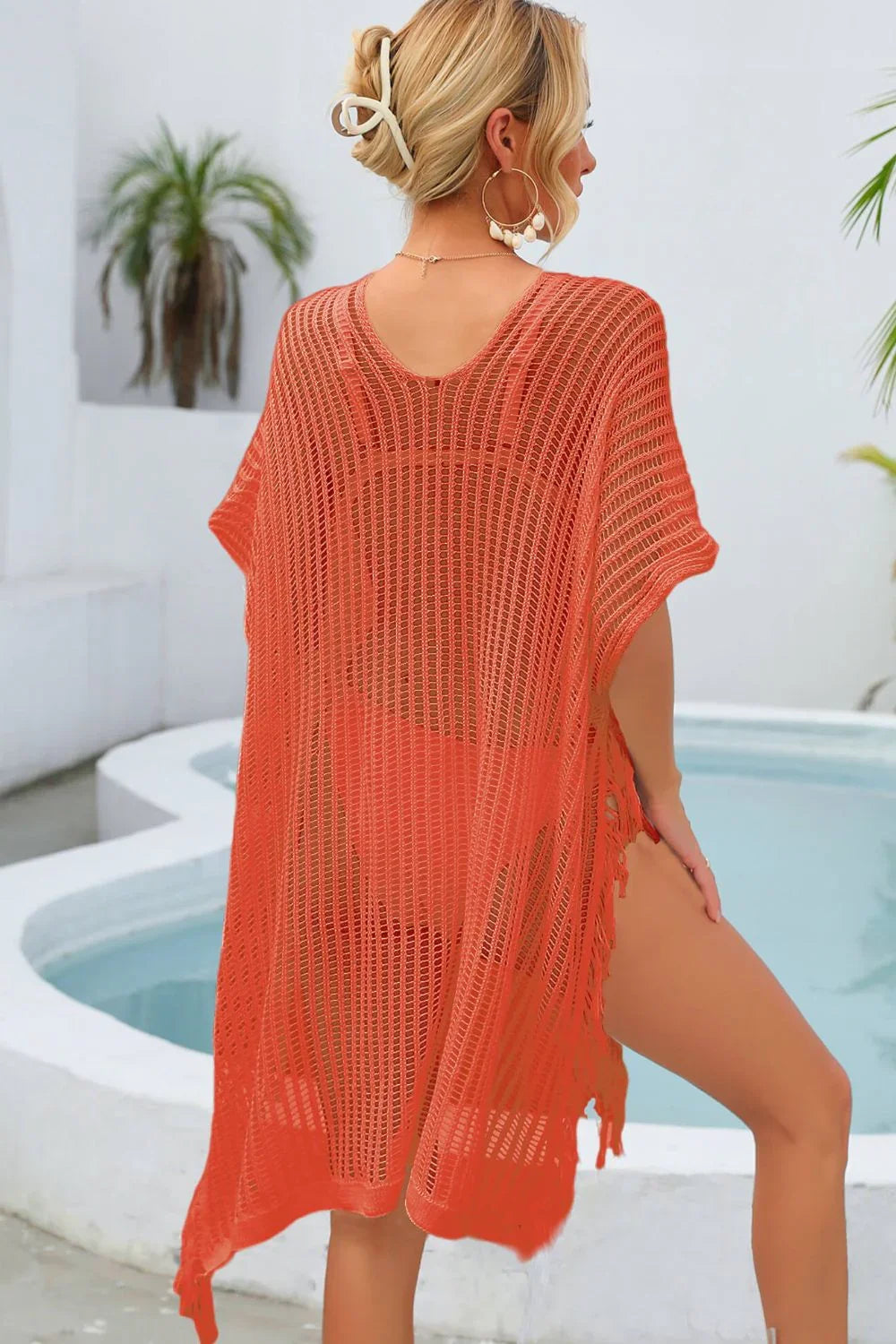Angel Wings Fringe Trim Openwork Cover Up One Size - Southern Shores Clothing