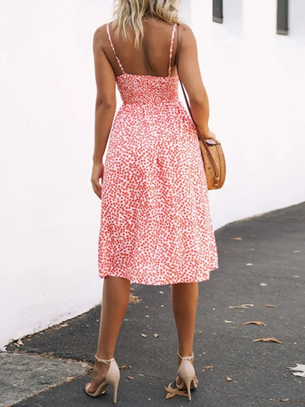 Cutout Smocked Sweetheart Neck Cami Dress - Southern Shores Clothing