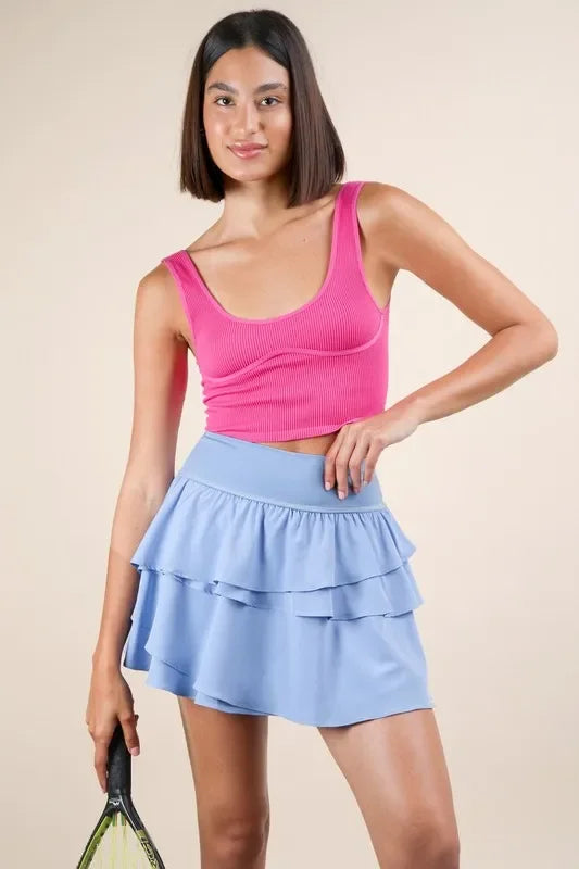 Ruffled Tiered Activewear Skirt With Moderate Stretch - Southern Shores Clothing