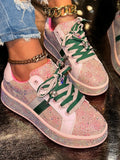 Rhinestone Round Toe Flat Sneakers Casual Comfort - Southern Shores Clothing