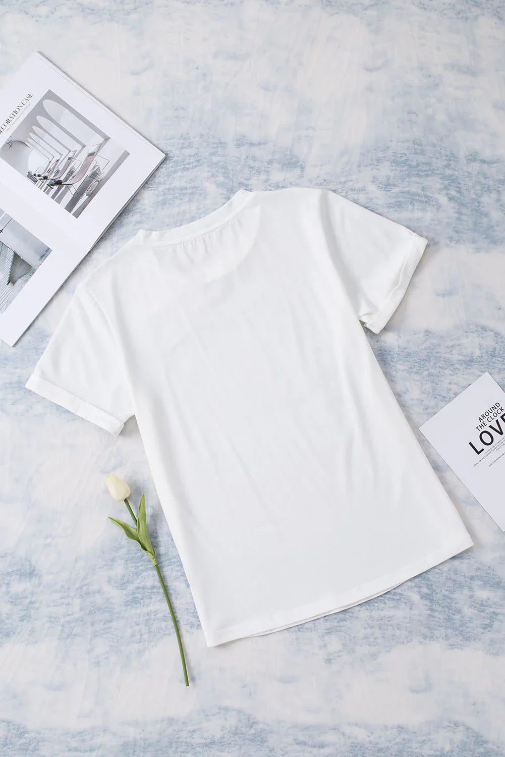 Leopard Floral Graphic Round Neck Short Sleeve Tee - Southern Shores Clothing