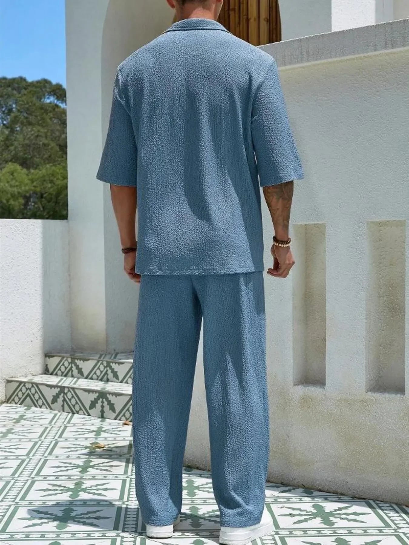 Men's Plus Size Half Sleeve Top and Pants Set - Southern Shores Clothing