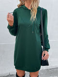 Casual Drawstring Puff Sleeve Hooded Dress - Southern Shores Clothing