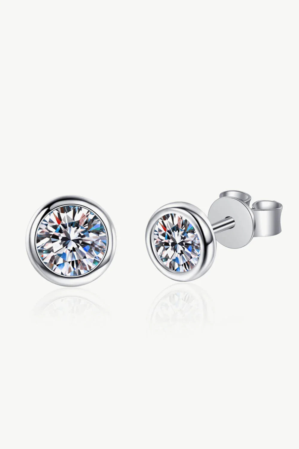 Moissanite Round Stud Earrings Sterling Silver