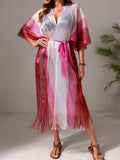 Gradient Fringe Kimono Cover Up One Size - Southern Shores Clothing