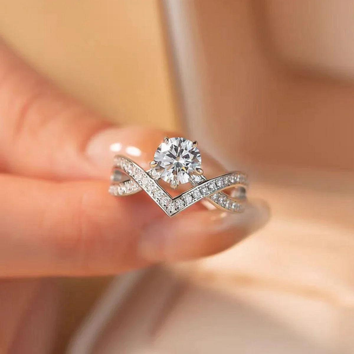 Moissanite Ring 1 Carat 925 Sterling Silver With Pave Band - Southern Shores Clothing