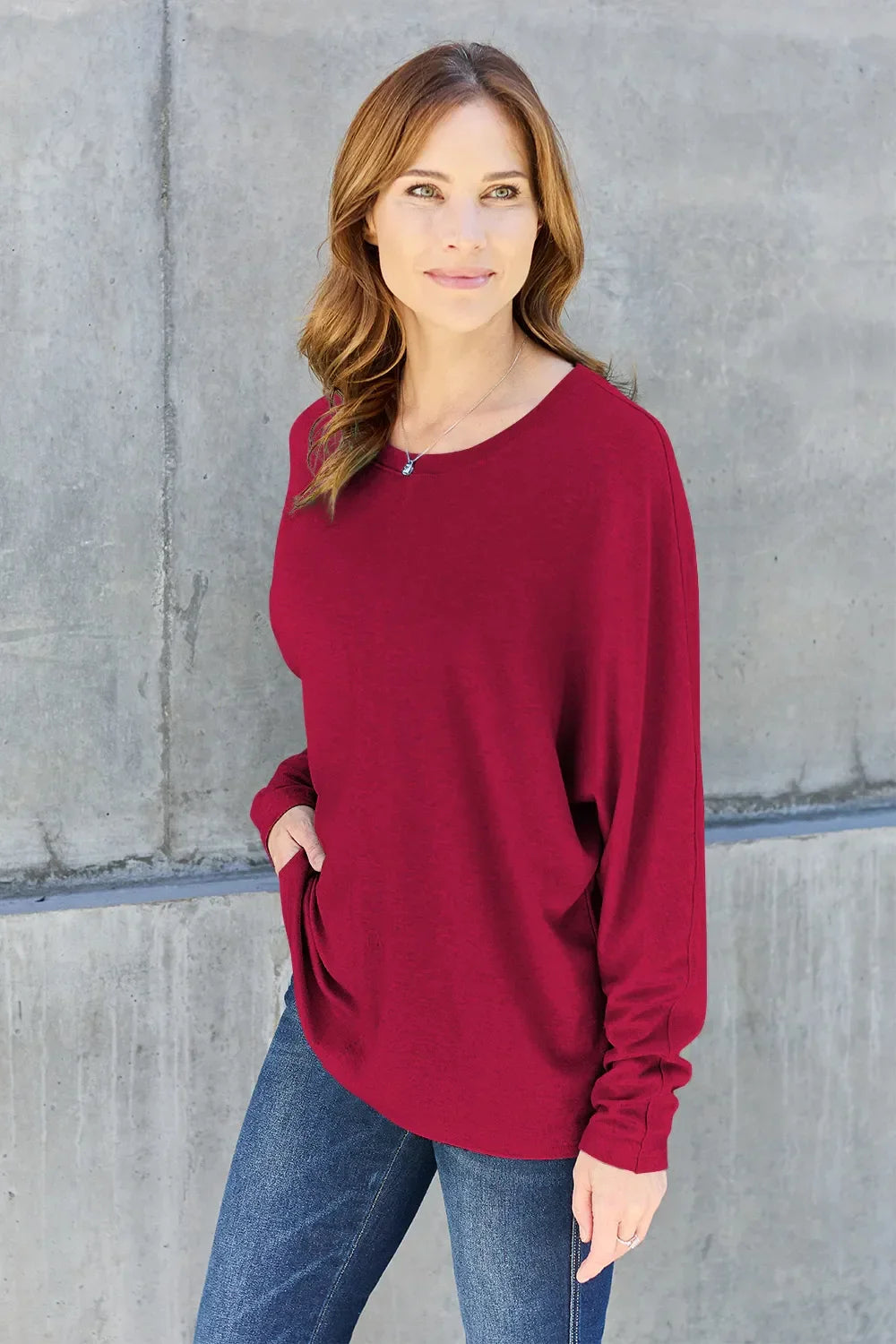 Basic Round Neck Long Sleeve T Shirt Top - Southern Shores Clothing