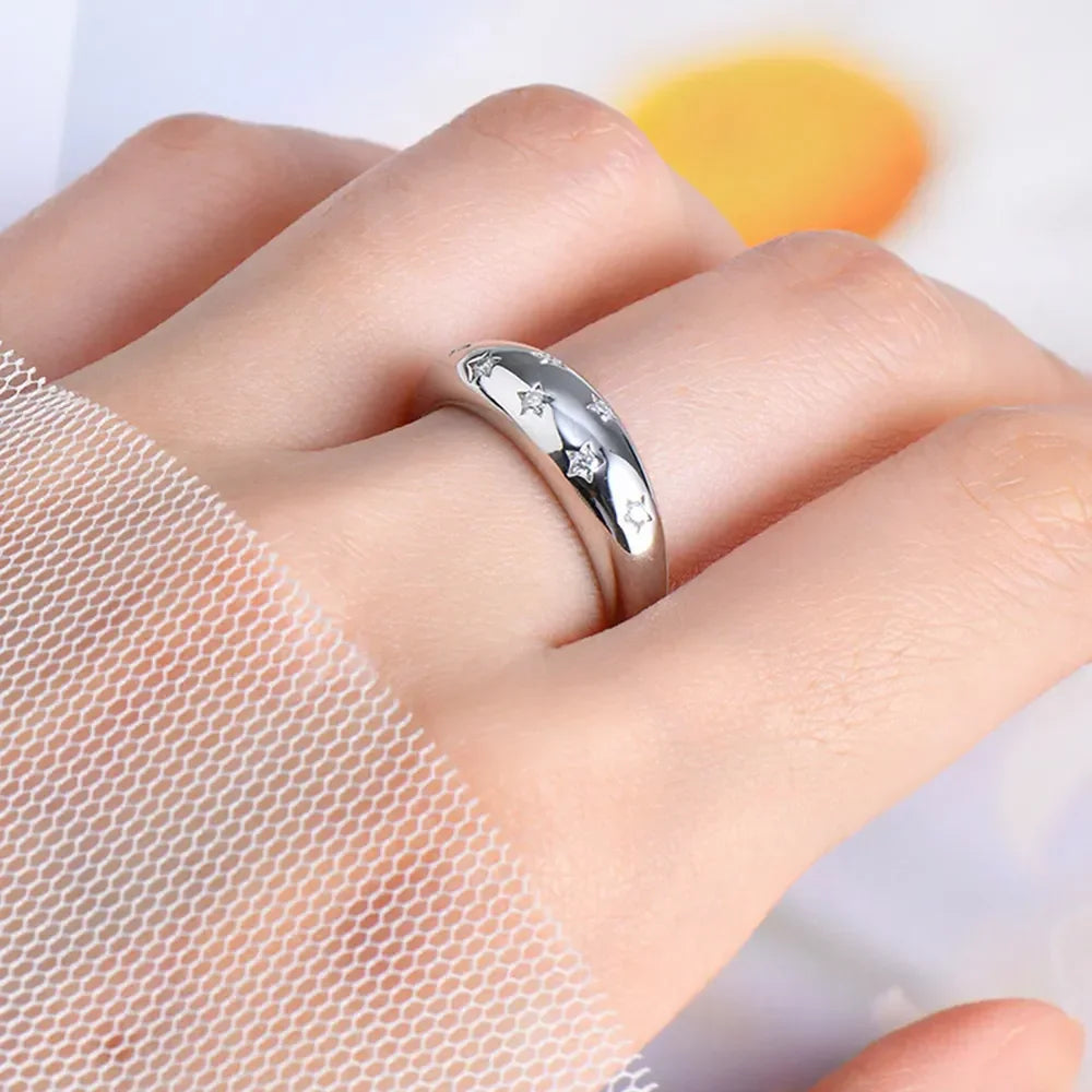 Sterling Silver Inlaid Moissanite Star Ring - Southern Shores Clothing
