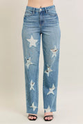 Plus Size High Waist Destroyed Straight Jeans - Southern Shores Clothing