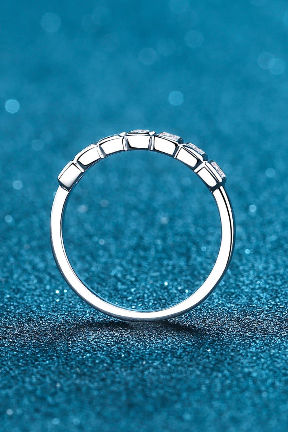 Moissanite Rhodium-Plated Half-Eternity Ring - Southern Shores Clothing