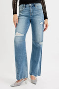 Mid Rise Wide Leg Baggy Denim Jeans Plus Size - Southern Shores Clothing