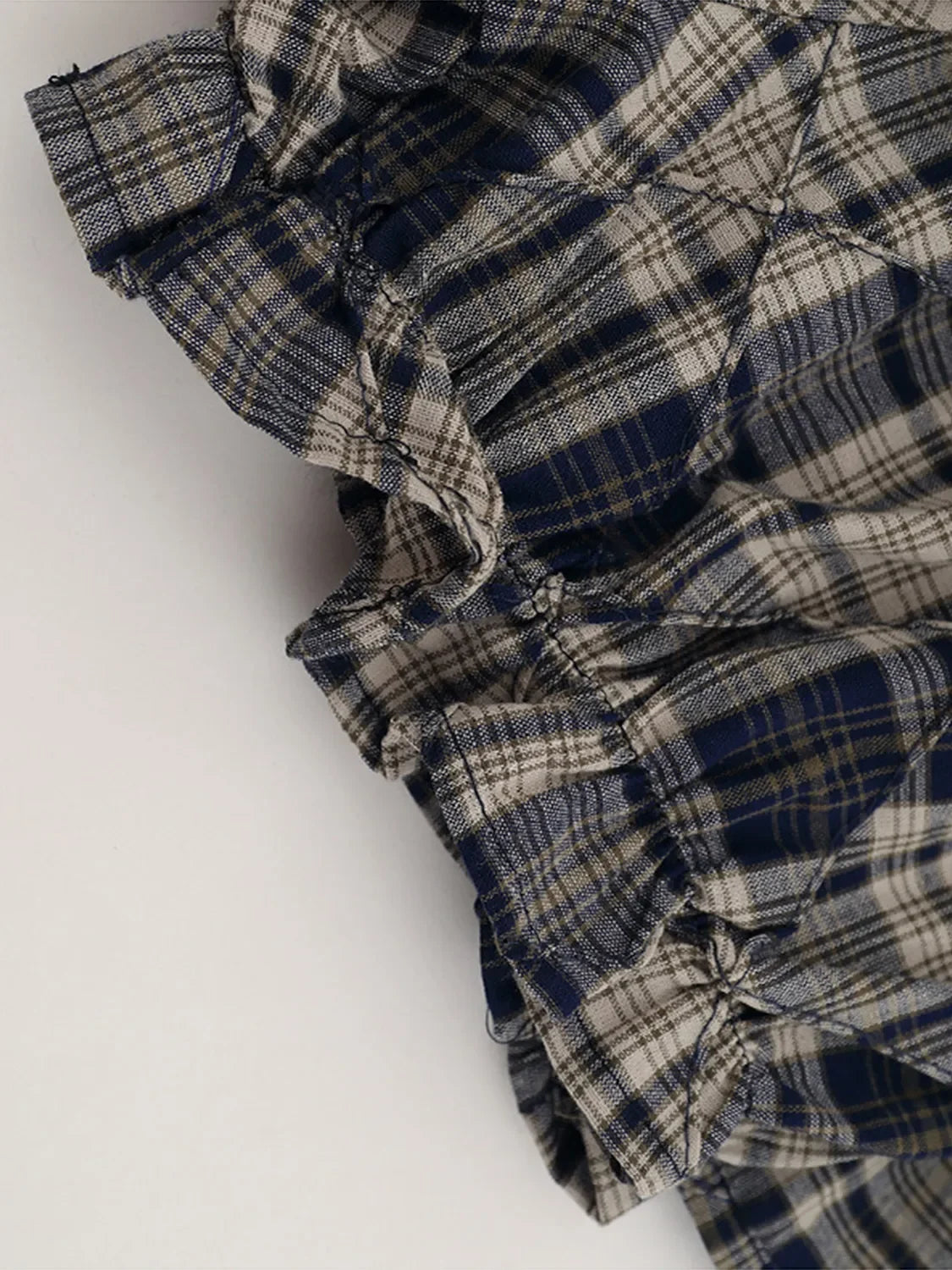 Drawstring Plaid Velour Skort With Ruched Detail - Southern Shores Clothing