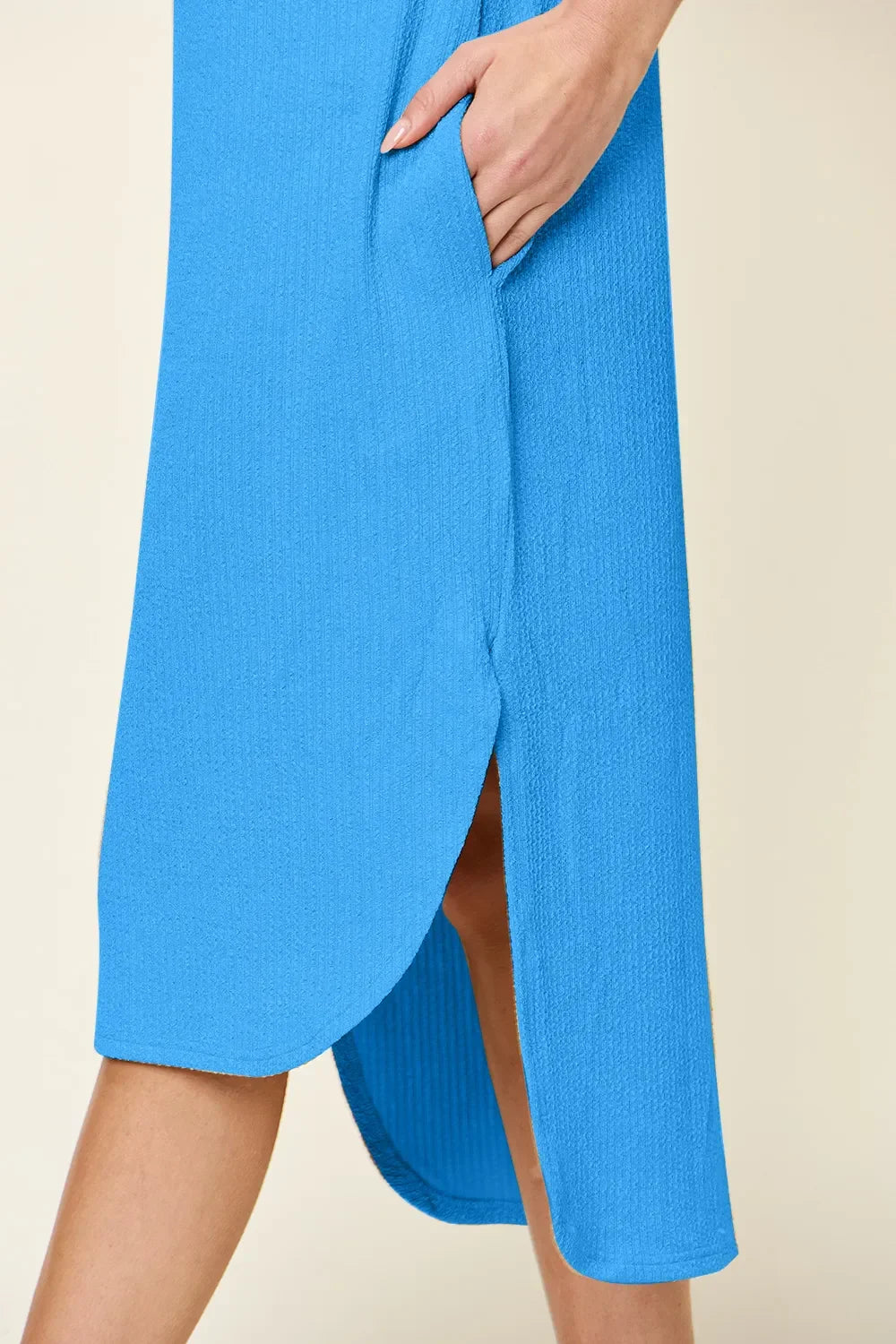Versatile Round Neck Short Sleeve Slit Dress - Southern Shores Clothing