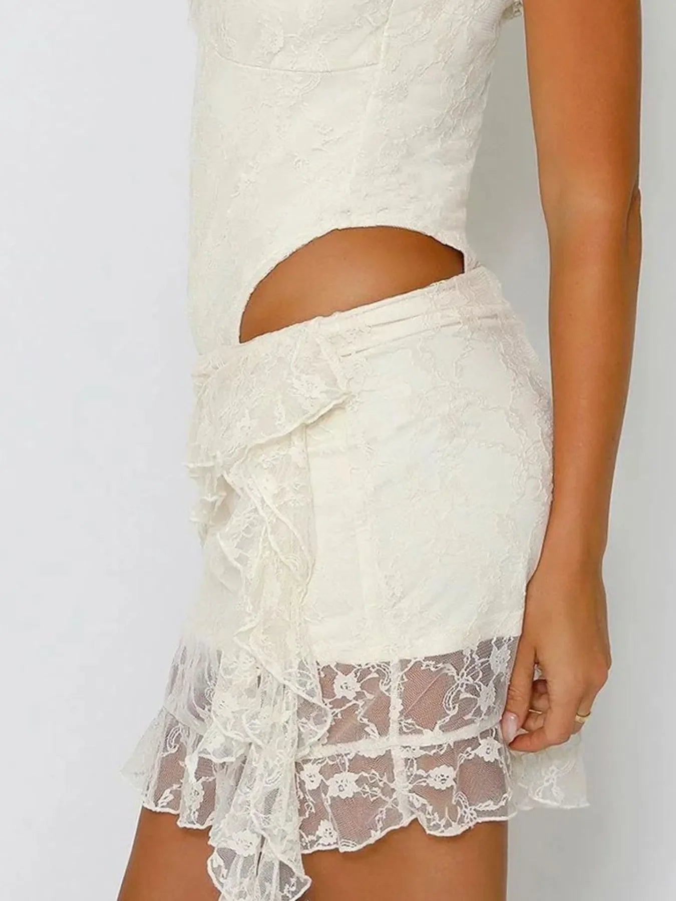 Delicate Lace Ruffle Mini Skirt Lightweight Design - Southern Shores Clothing