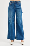 High Rise Patch Wide Leg Jeans Plus Size - Southern Shores Clothing