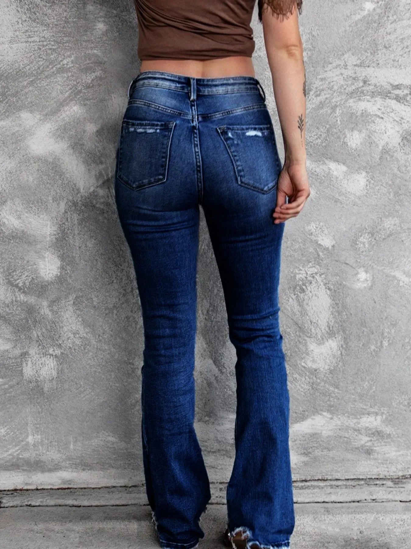 Beach Inspired Distressed Flare Jeans With Pockets - Southern Shores Clothing