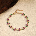 18K Plated Cherry Charm Bracelet With Green Leaves - Southern Shores Clothing