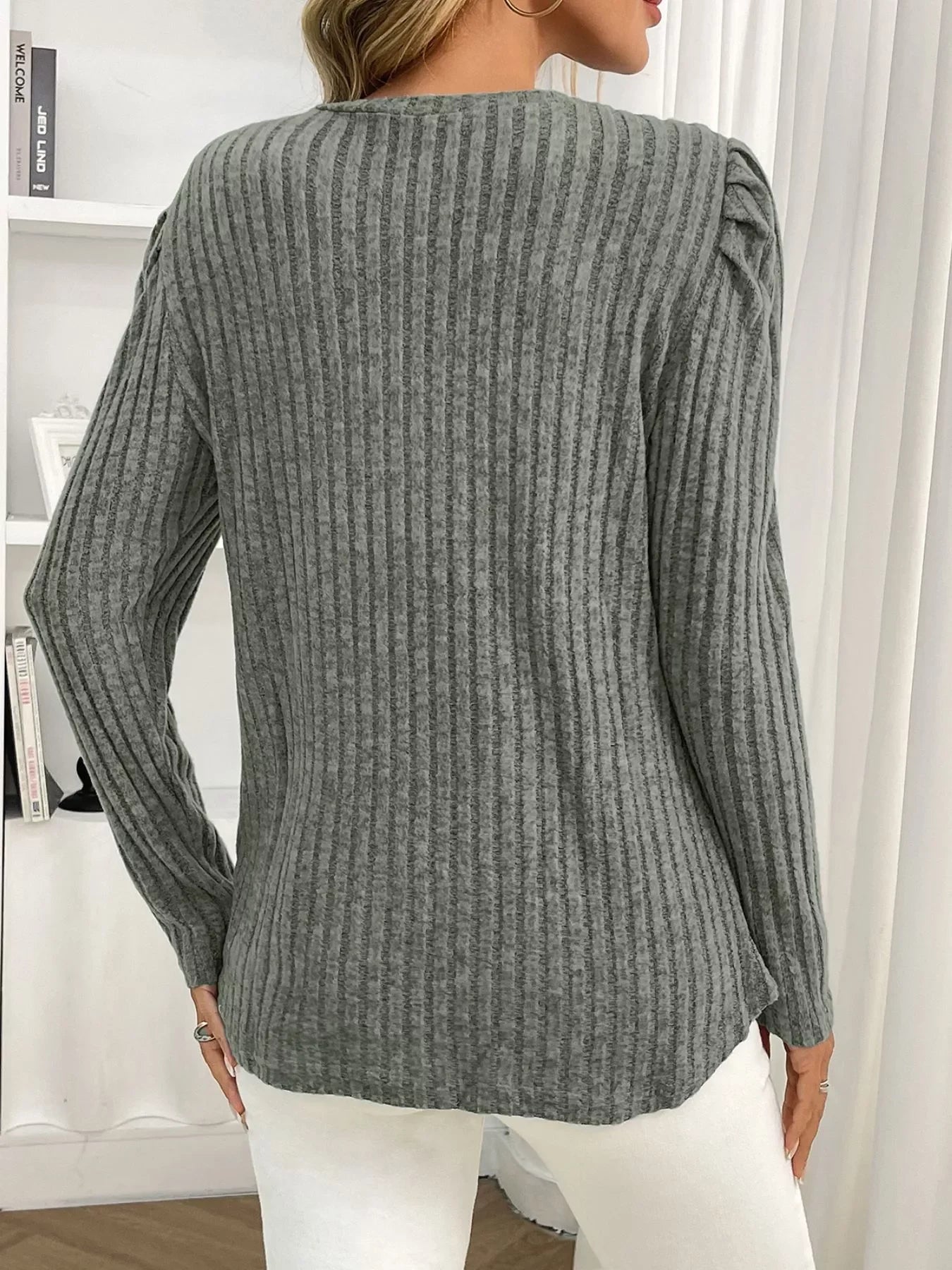 Round Neck Puff Sleeve T-Shirt - Southern Shores Clothing