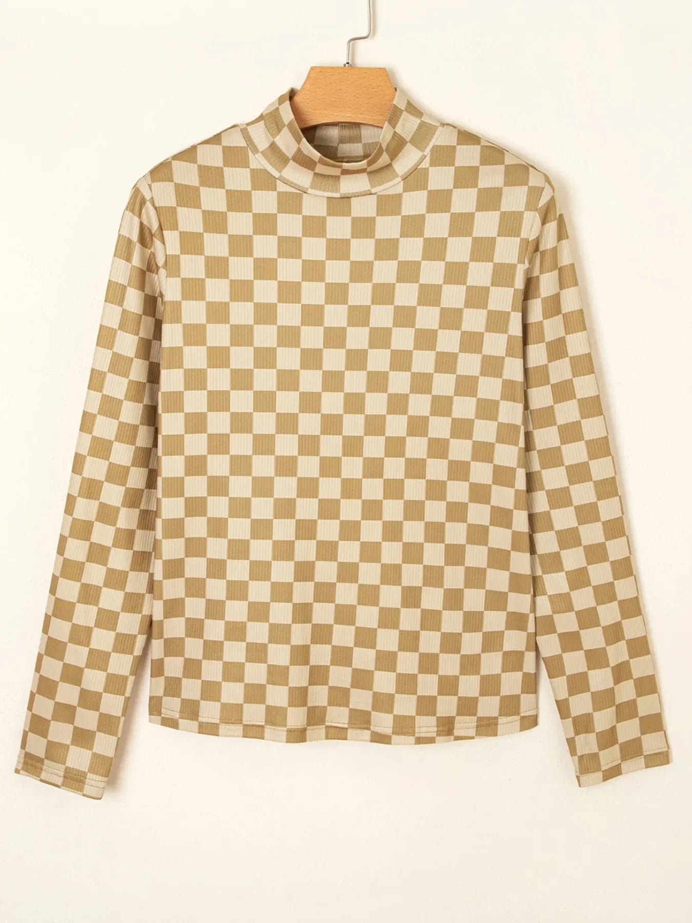 Check Pattern Turtleneck Slim Long Sleeve Tee - Southern Shores Clothing