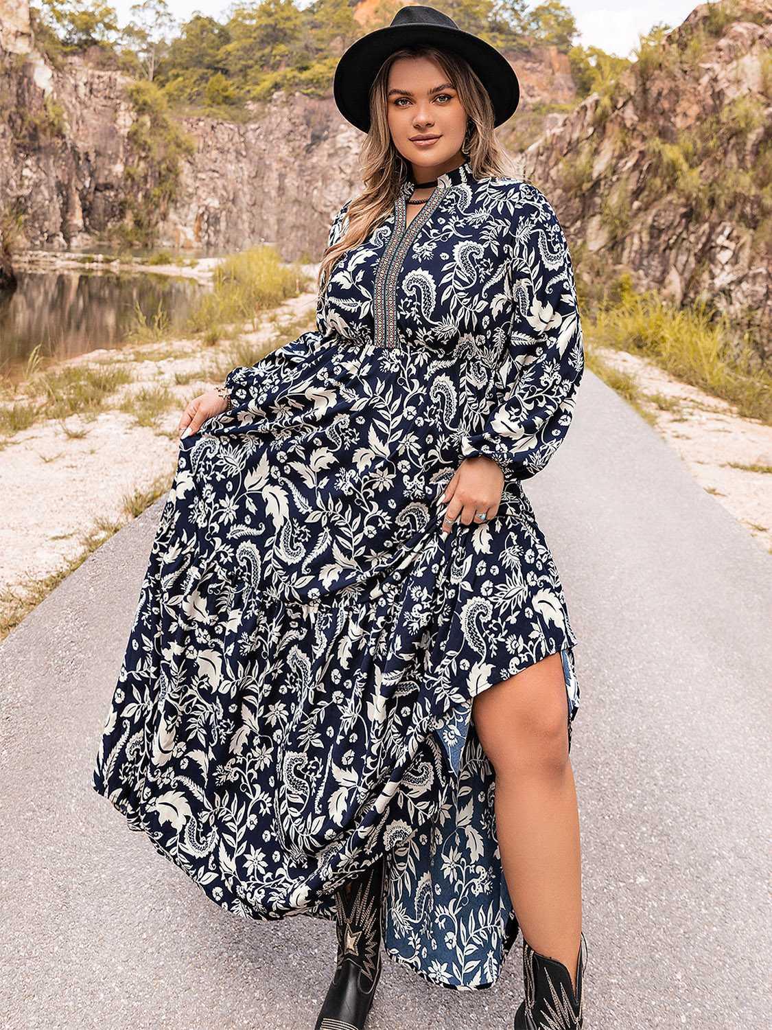 Plus Size Long Sleeve Maxi Dress - Southern Shores Clothing