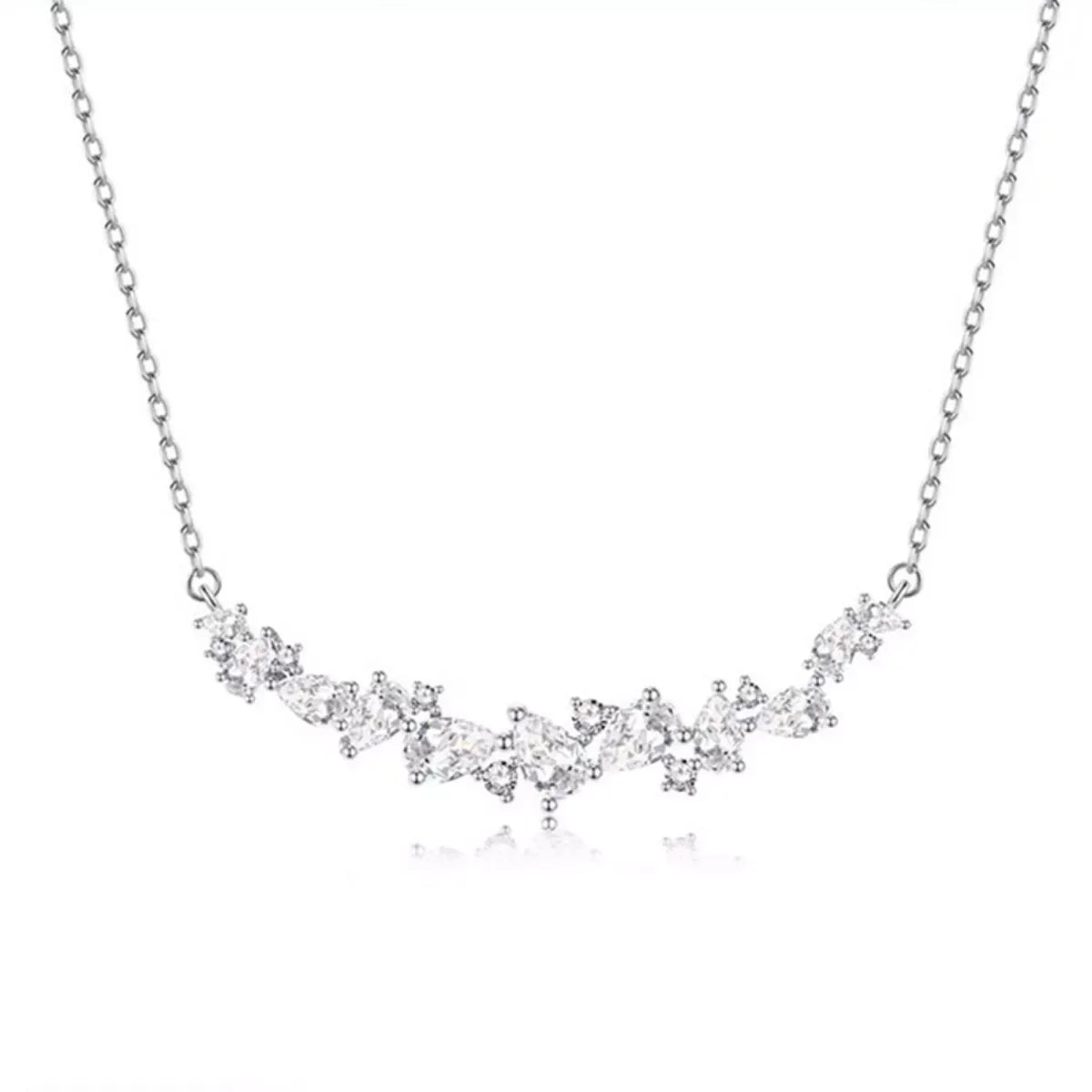 Elegant Sterling Silver Zircon Necklace With Sparkling Stones - Southern Shores Clothing