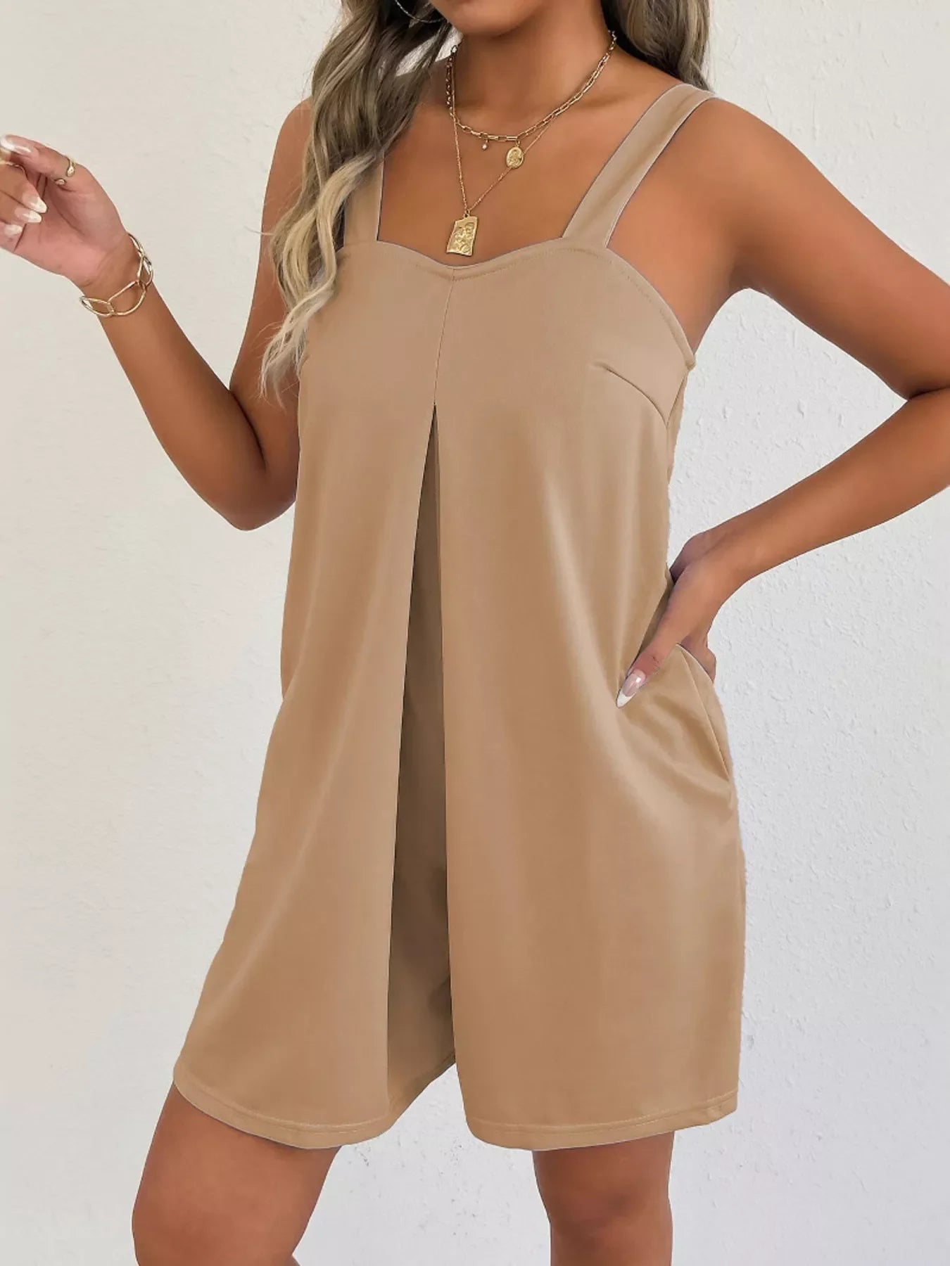 Sleeveless Romper With Side Pockets Versatile - Southern Shores Clothing