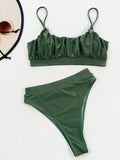 Ruched Adjustable Strap Two-Piece Swim Set With Removable Padding - Southern Shores Clothing