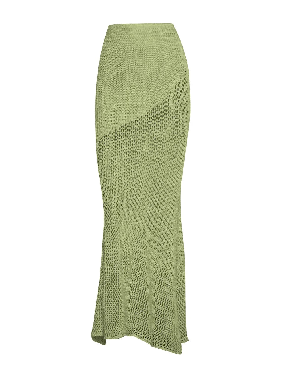 Crochet Tie Front Long Sleeve Top And Maxi Skirt Two Piece Set - Southern Shores Clothing