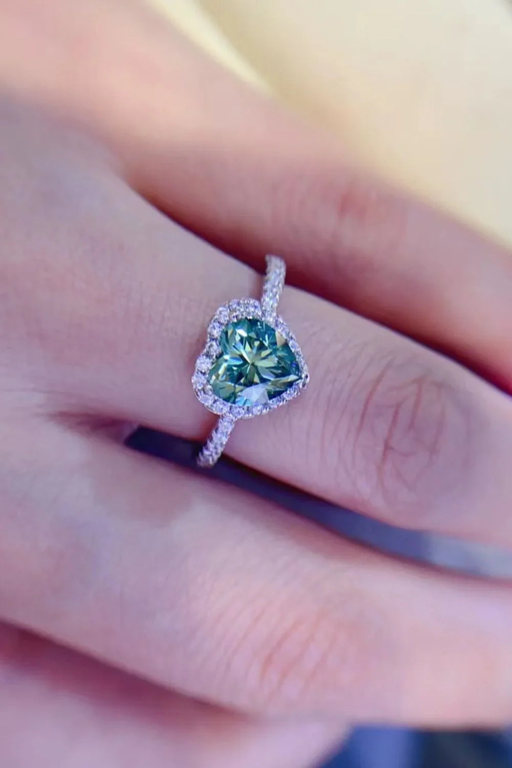 1 Carat Moissanite Heart Ring With Sterling Silver Plating - Southern Shores Clothing