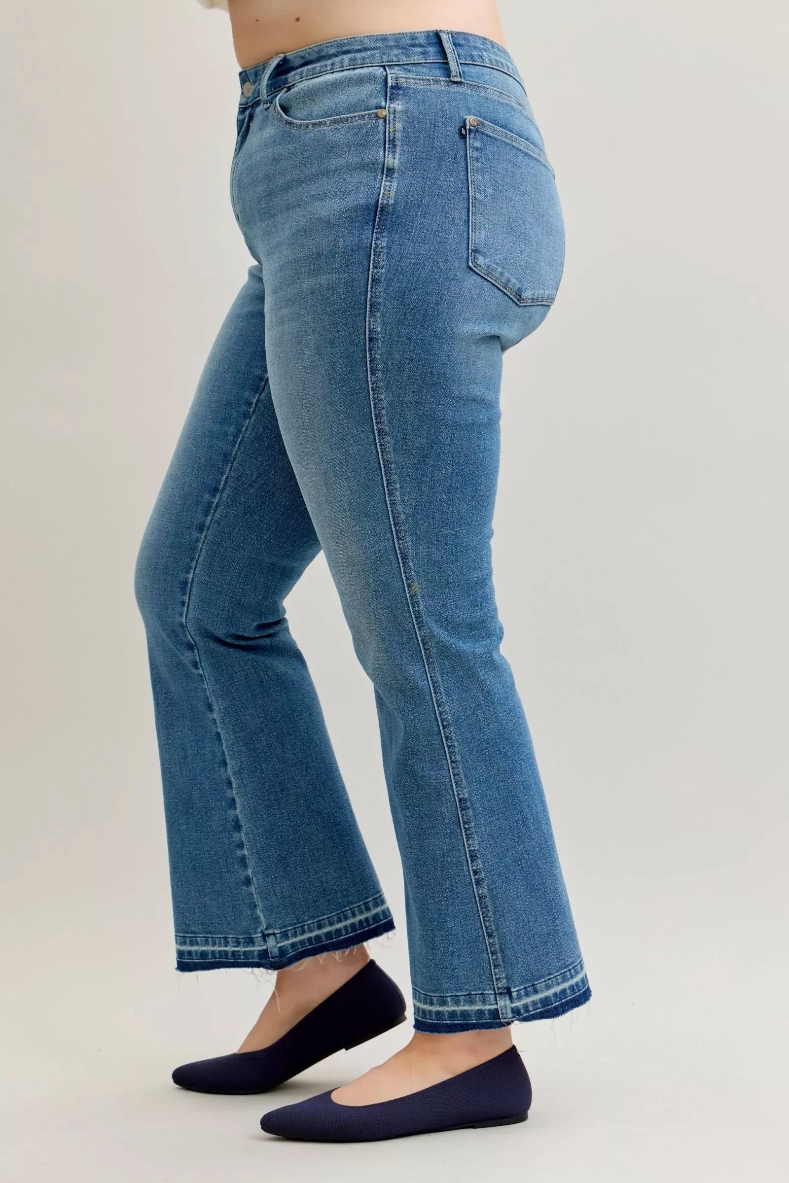 Plus Size Mid Rise Slim Bootcut Jeans With Tummy Control - Southern Shores Clothing