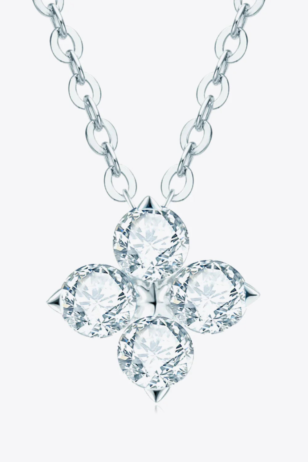 Moissanite Four Leaf Clover Necklace in Sterling Silver - Southern Shores Clothing