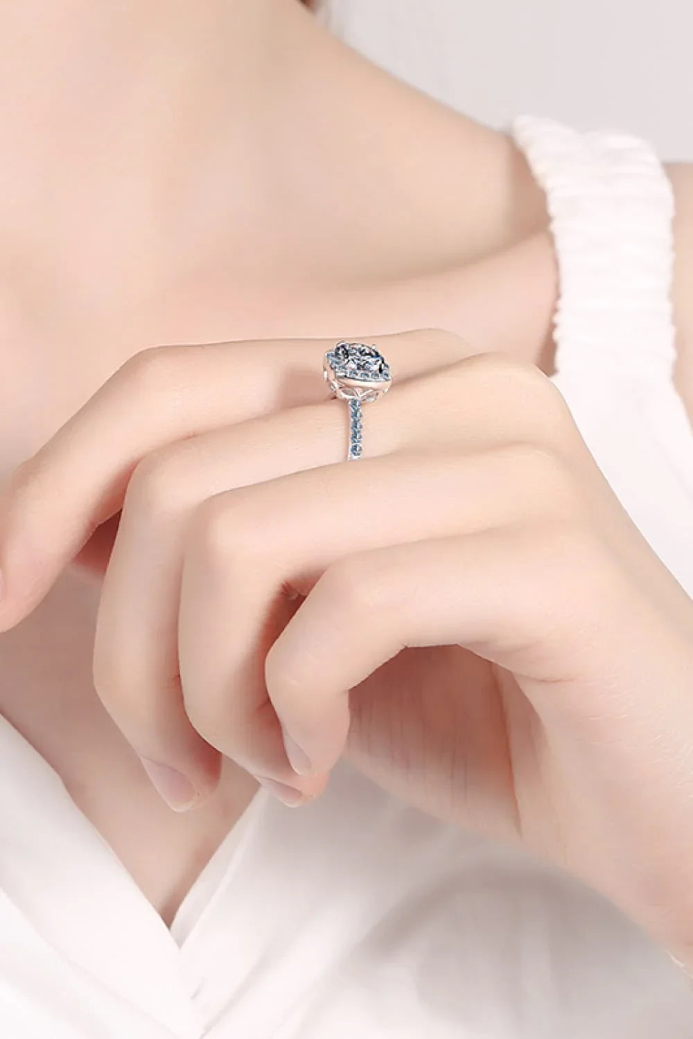 2 Carat Moissanite Square Halo Ring Minimalist Design - Southern Shores Clothing