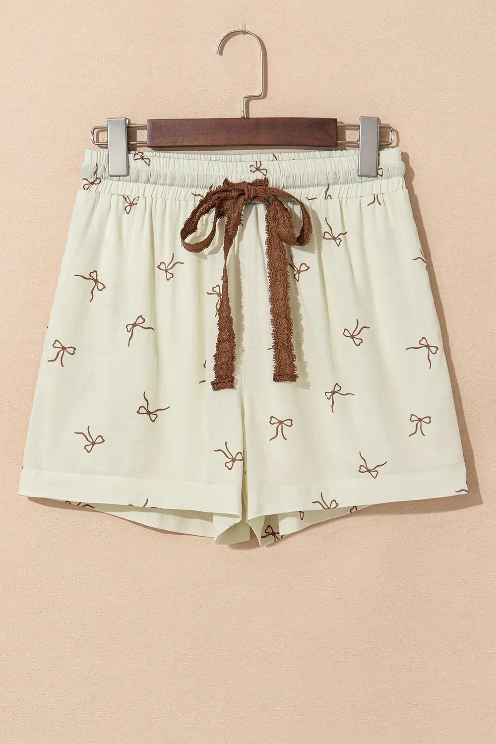 Relaxed Bow Print Lace Drawstring Casual Shorts Lightweight - Southern Shores Clothing