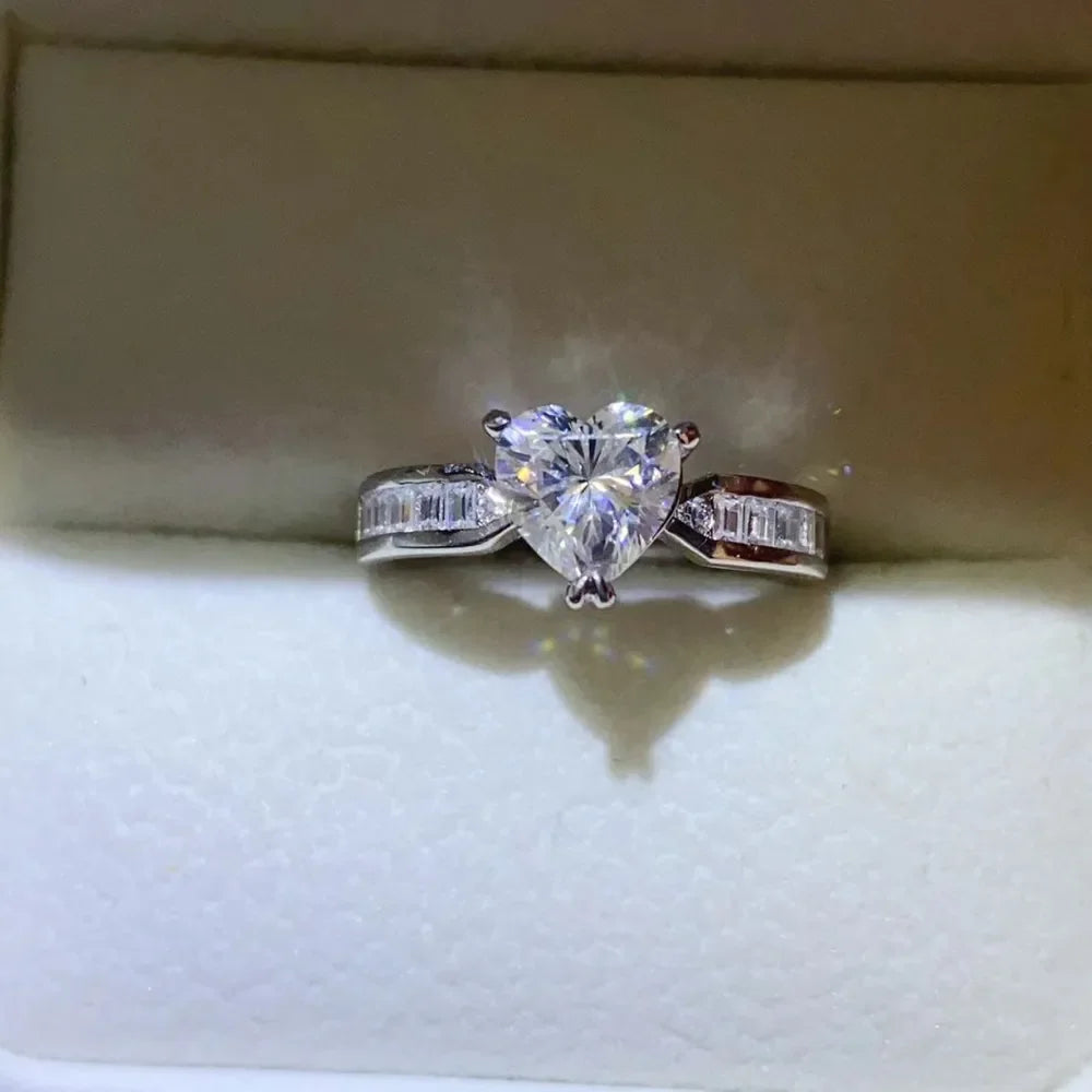 1 Carat Moissanite Sterling Silver Ring With Zircon Accents - Southern Shores Clothing