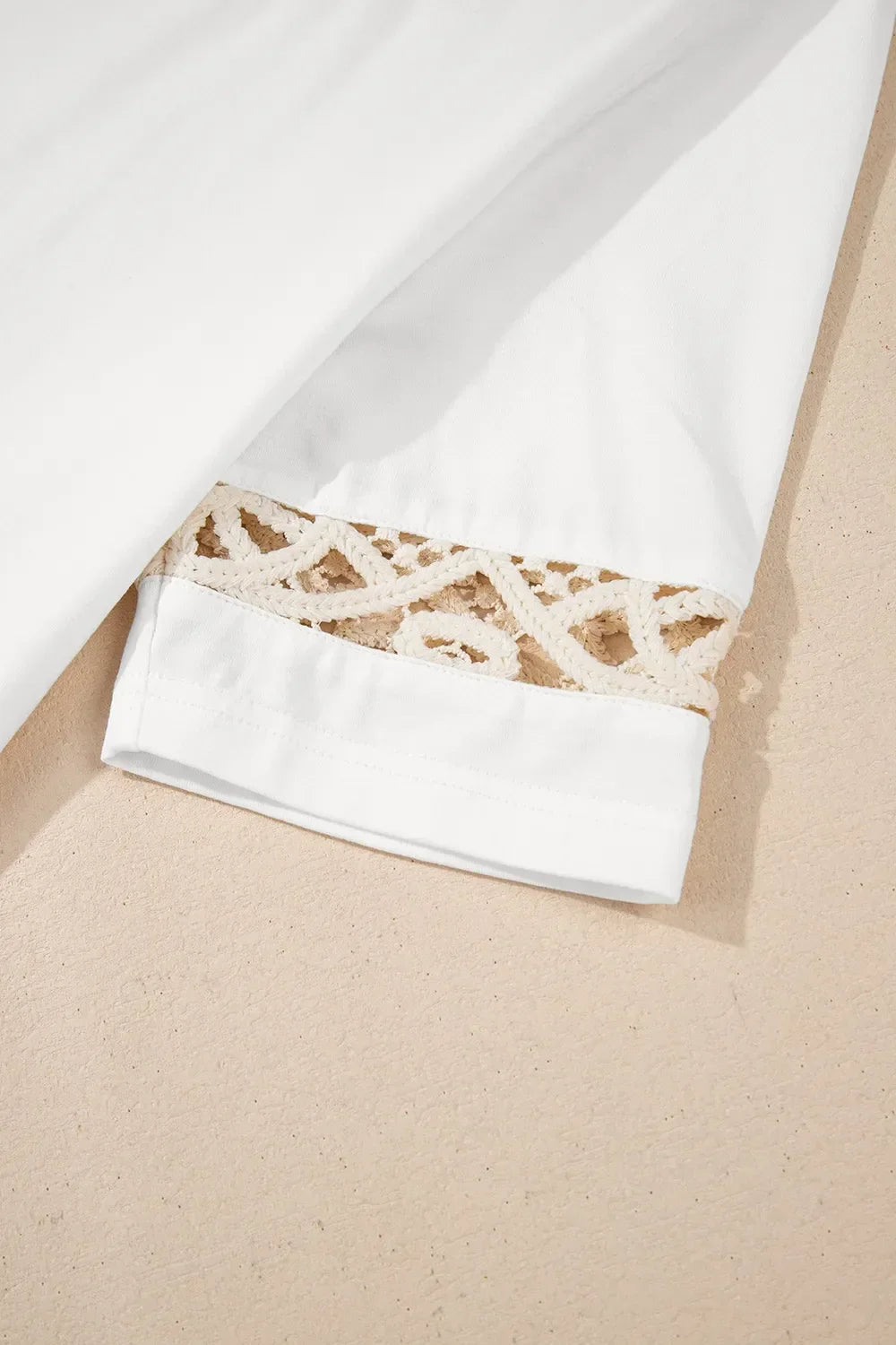 Lace Crochet Crew Neck Casual Tee For Everyday Wear - Southern Shores Clothing