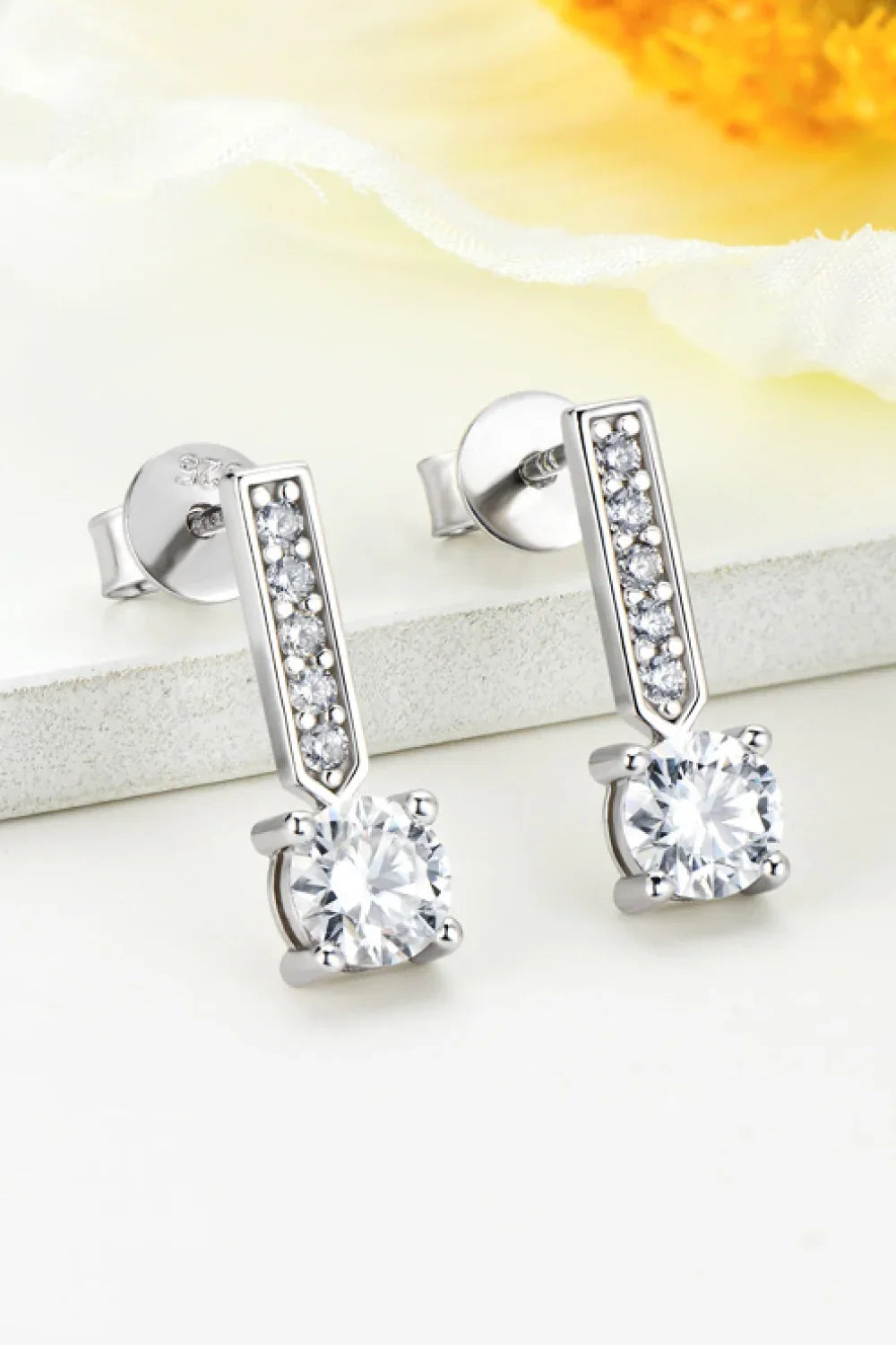 Moissanite Zircon Sterling Silver Drop Earrings - Southern Shores Clothing