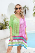 One Size Contrast Openwork Scoop Neck Swim Cover Up - Southern Shores Clothing