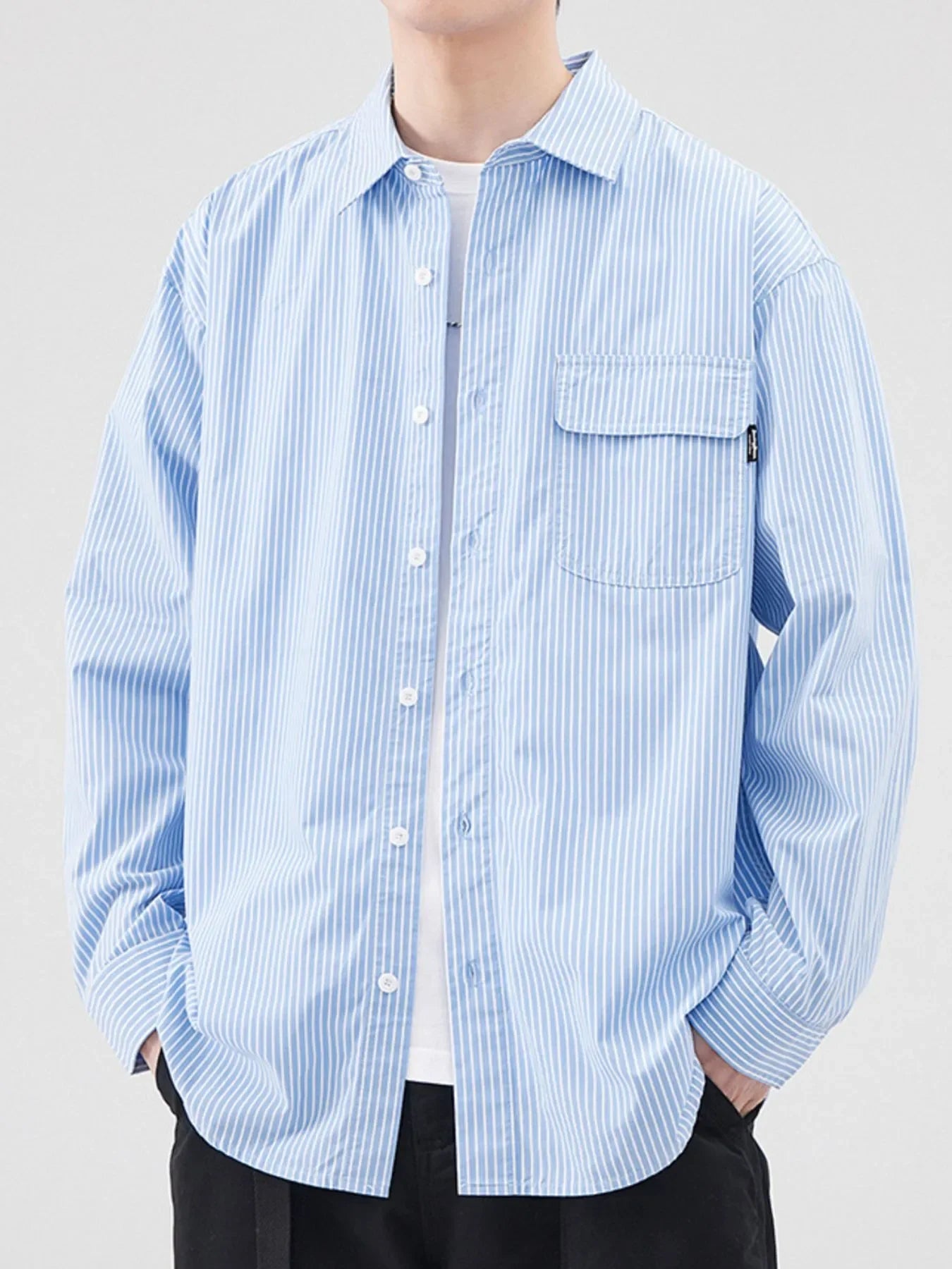 Plus Size Striped Button Up Shirt Oversized - Southern Shores Clothing
