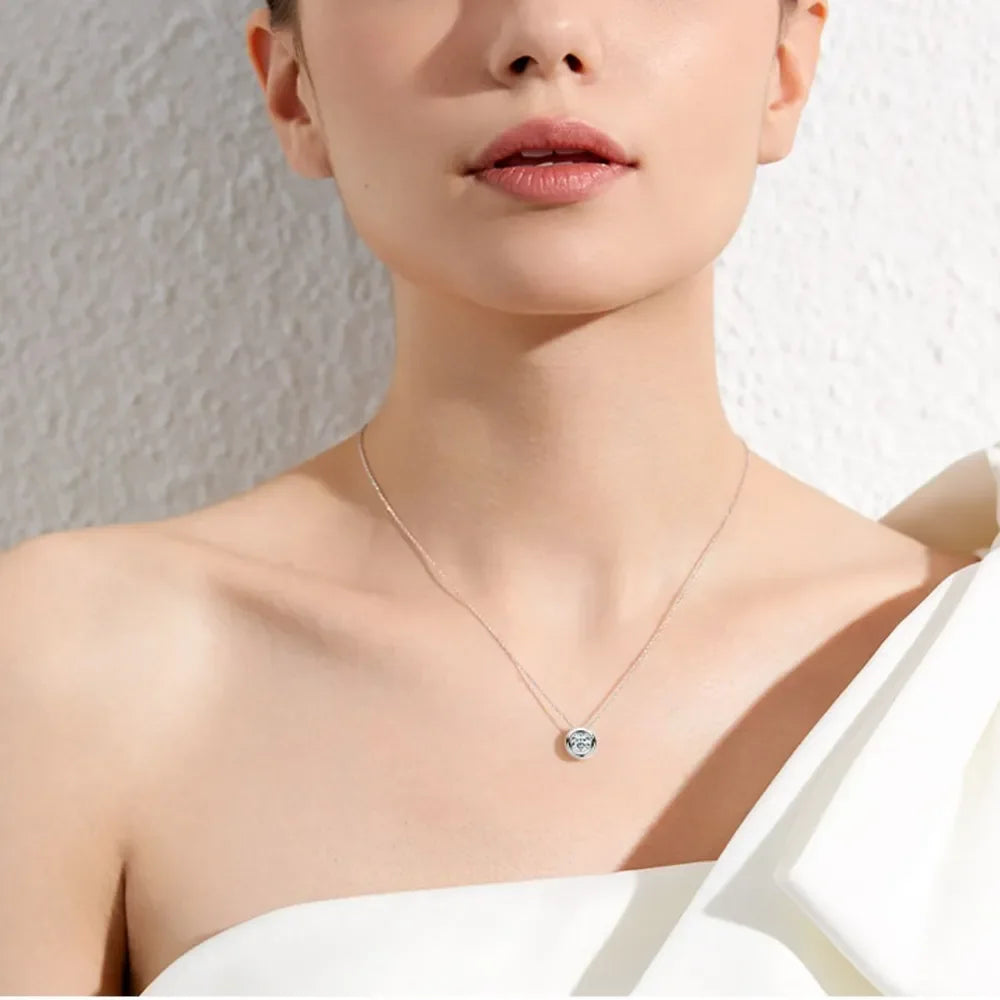 1 Carat Moissanite Rose Gold Plated Sterling Silver Necklace - Southern Shores Clothing