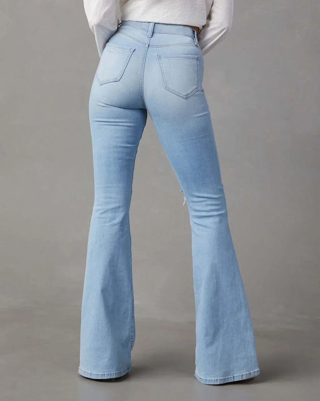 Stretchy Denim Distressed Jeans With Pockets