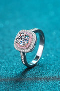 1 Carat Moissanite Sterling Silver Ring With Pink Halo - Southern Shores Clothing